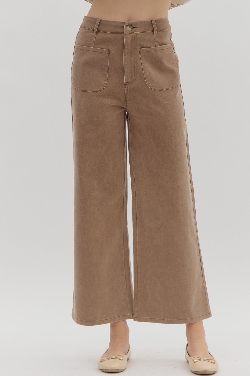 Brown Wide Leg Ankle Pant