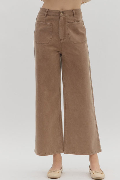 Brown Wide Leg Ankle Pant