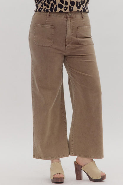 Brown Wide Leg Ankle Pant
