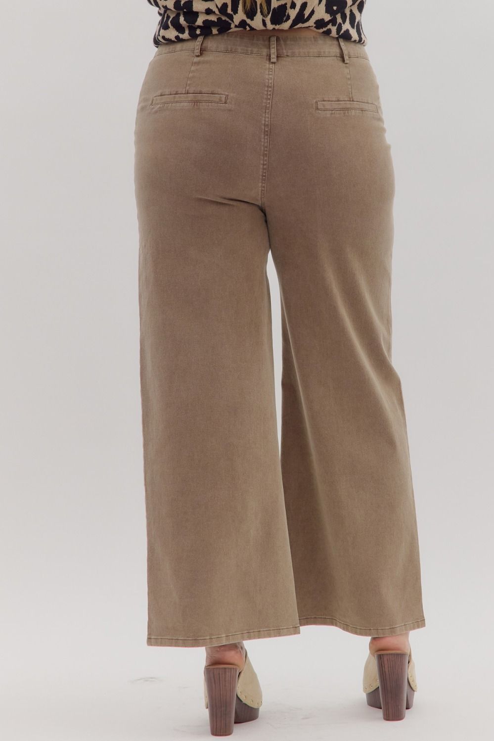 Brown Wide Leg Ankle Pant
