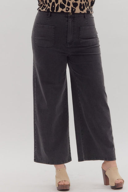 Black Wide Leg Ankle Pant
