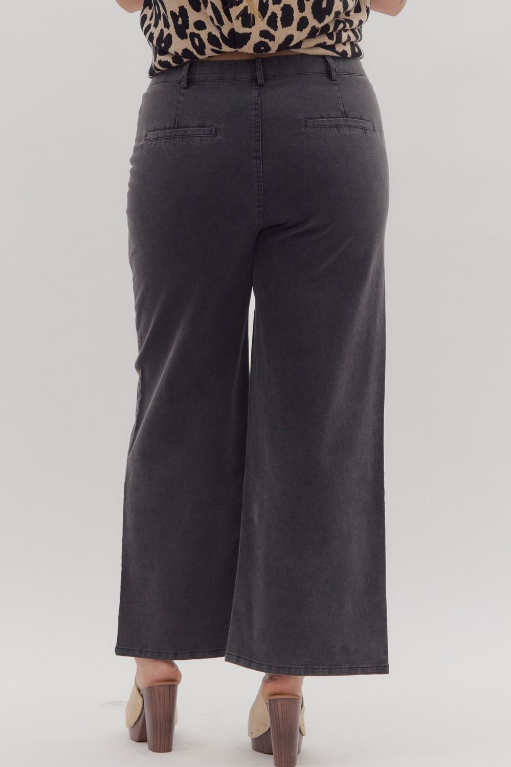 Black Wide Leg Ankle Pant