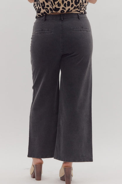 Black Wide Leg Ankle Pant