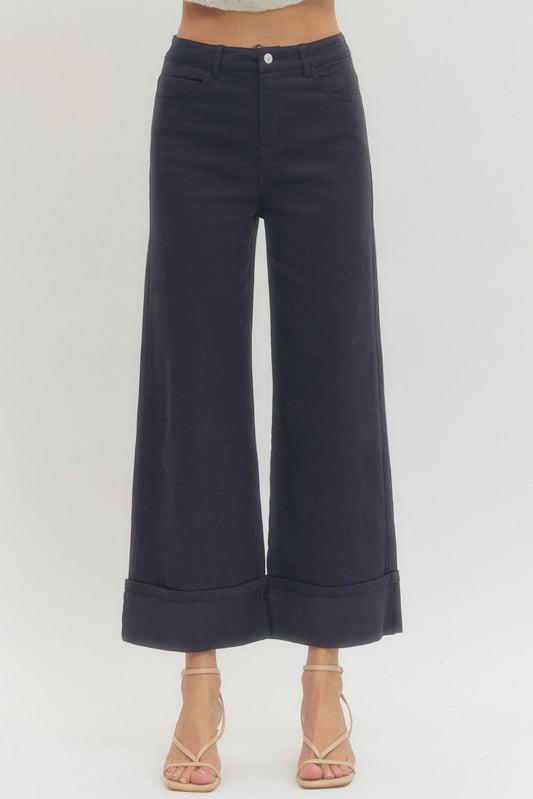 Navy Mid Rise Ankle Pant