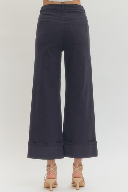 Navy Mid Rise Ankle Pant