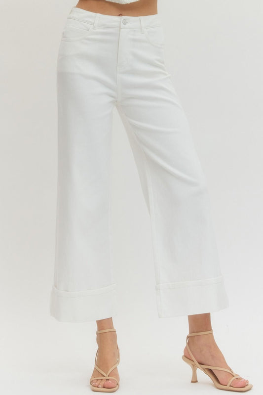 White Mid Rise Ankle Pant