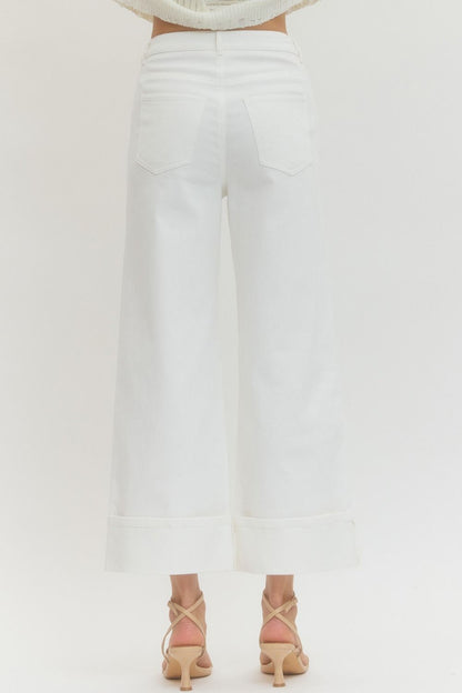 White Mid Rise Ankle Pant