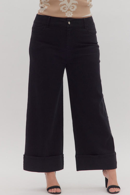 Black Mid Rise Ankle Pant