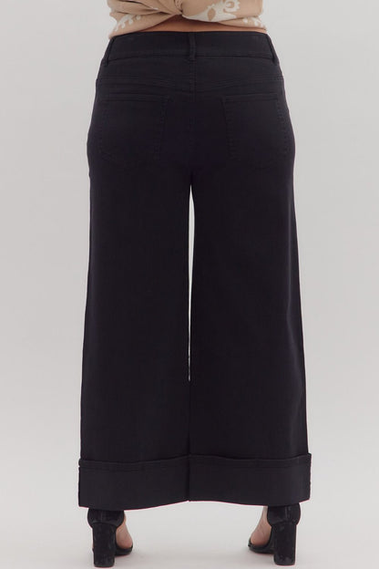 Black Mid Rise Ankle Pant