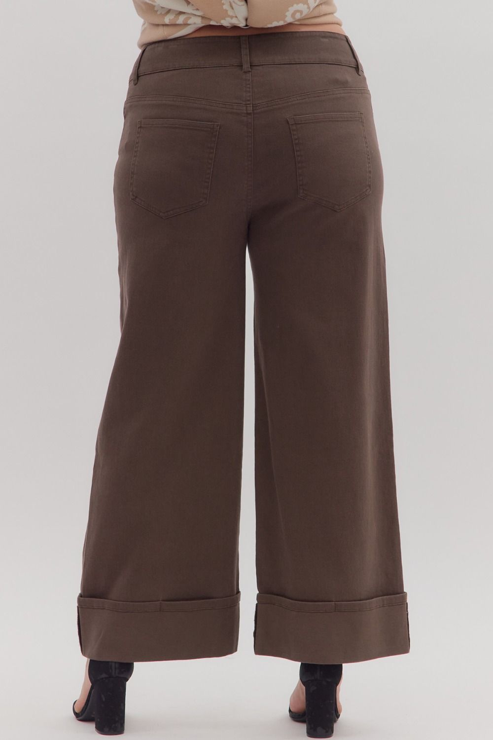 Brown Mid Rise Ankle Pant