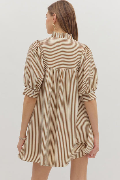 Brown Striped Dress by Entro