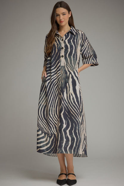 Entro Navy Zebra Print Dress