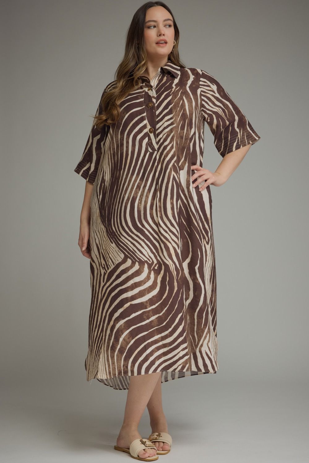 Entro Brown Zebra Print Dress