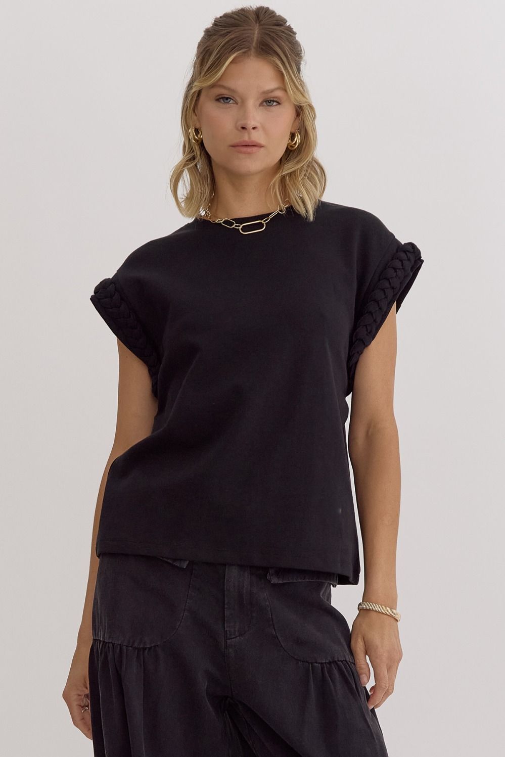 Cheyanne Cap Sleeve Black Top