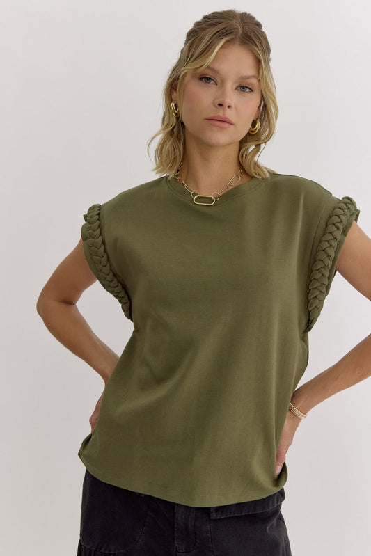 Cheyanne Cap Sleeve Olive Top