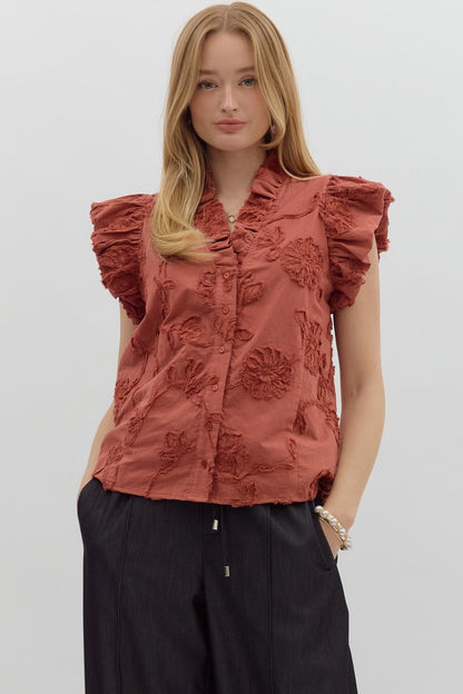 Chestnut Appliqué Blouse