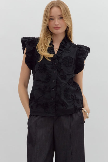Black Appliqué Blouse
