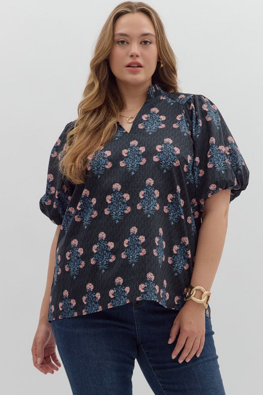 Black Floral Blouse