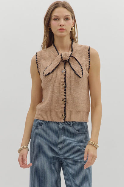Sleeveless Taupe Sweater