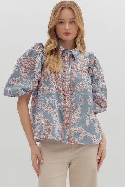 Dusty Blue Blouse by Entro