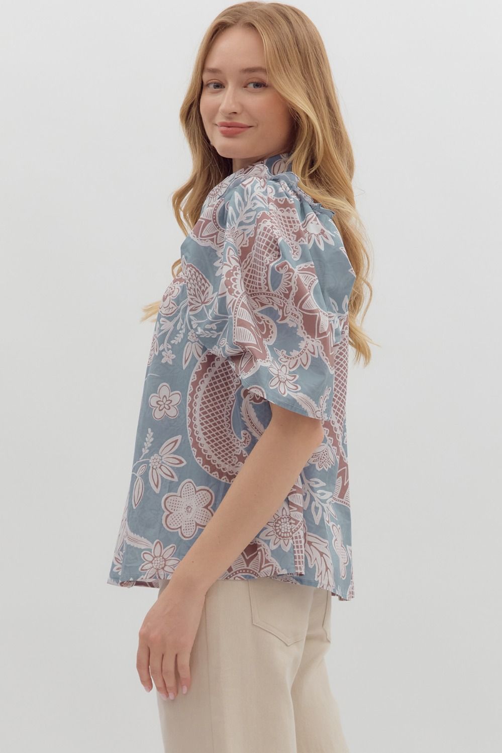 Dusty Blue Blouse by Entro
