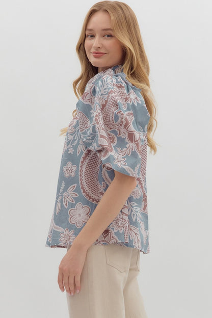 Dusty Blue Blouse by Entro