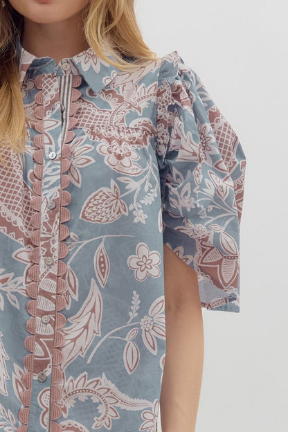 Dusty Blue Blouse by Entro