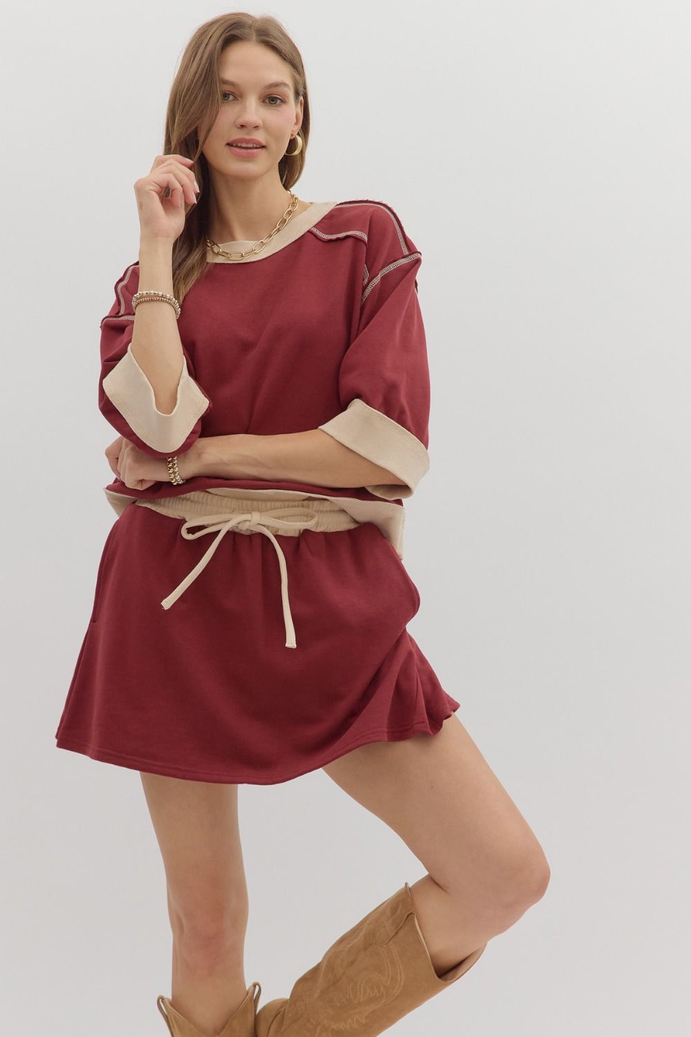 The Makenzie Burgandy Skort & Top Set