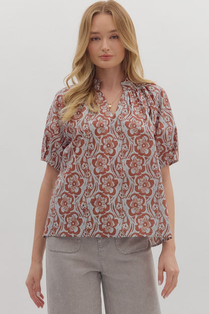 Short Sleeve Camel Blouse by Entro