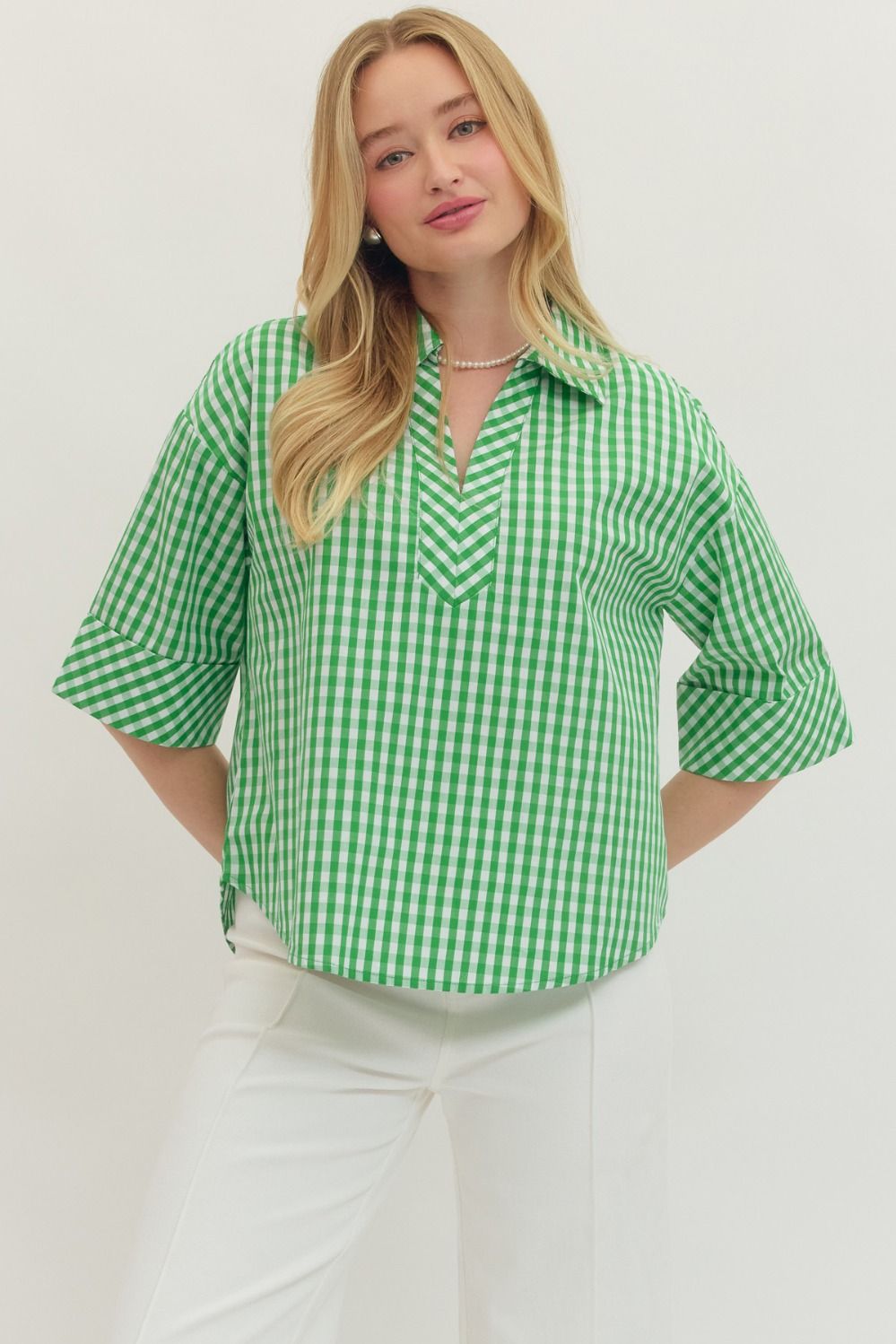 Green Checkered Blouse