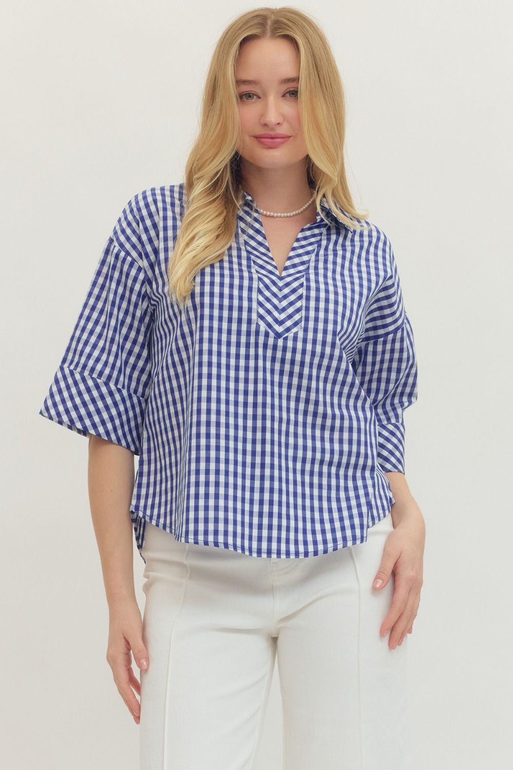 Indigo Checkered Blouse