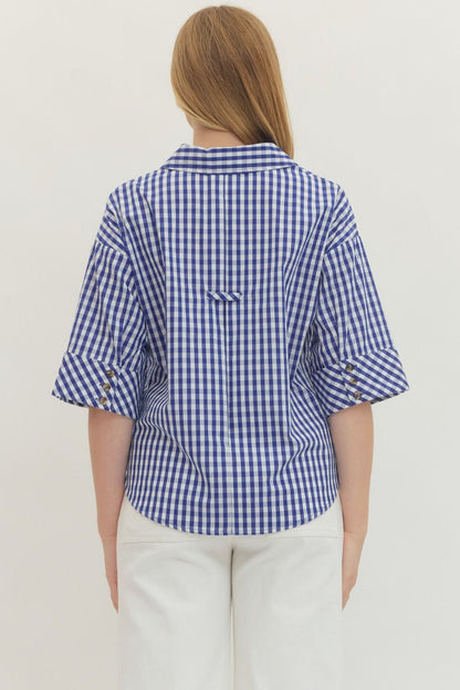 Indigo Checkered Blouse
