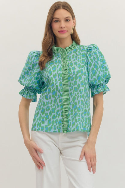 Green Leopard Top