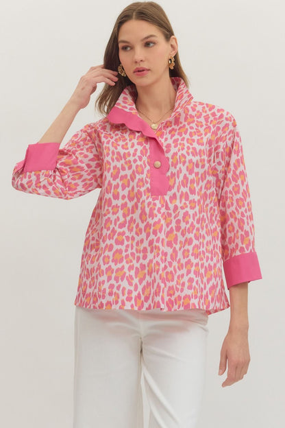 Pink Leopard Botanical Entro Top