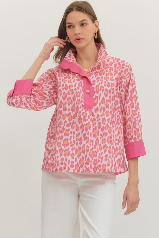 Pink Leopard Botanical Entro Top