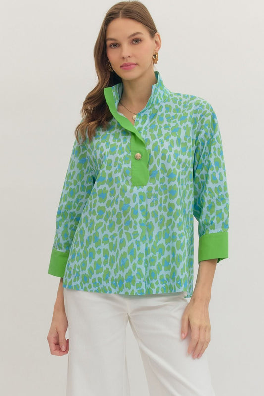 Green Leopard Botanical Entro Top