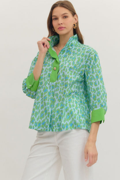 Green Leopard Botanical Entro Top