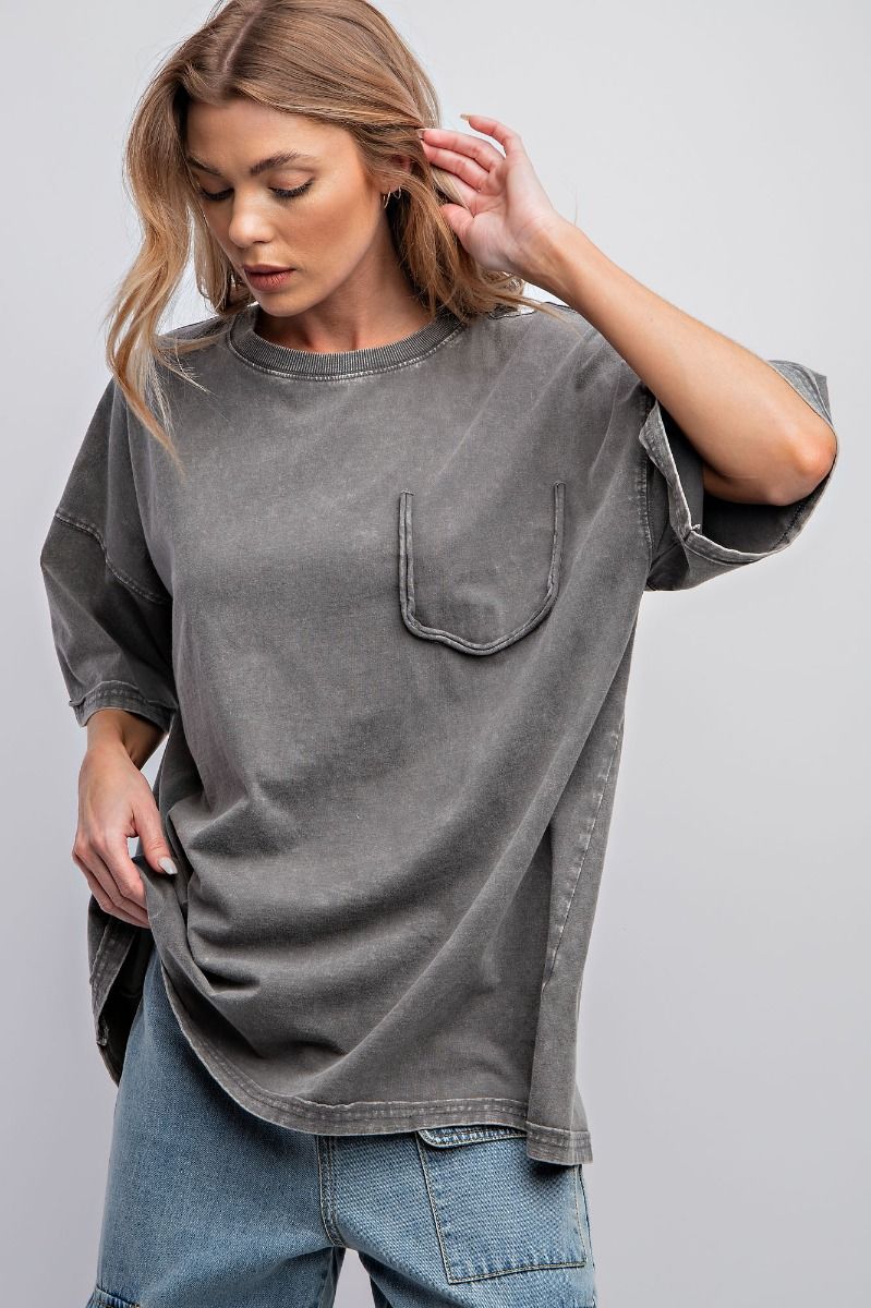 TAKE ME HOME LOOSE FIT CHARCOAL TOP