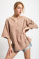 WASHED COTTON JERSEY OVERSIZED CAMEL TOP
