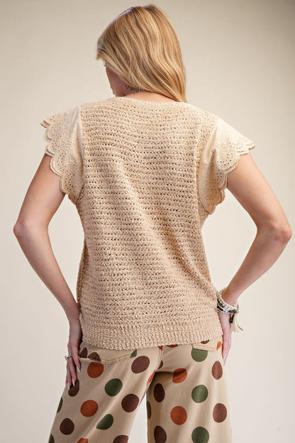 ☕ Wing Sleeves Knitted Sweater — Latte ☕