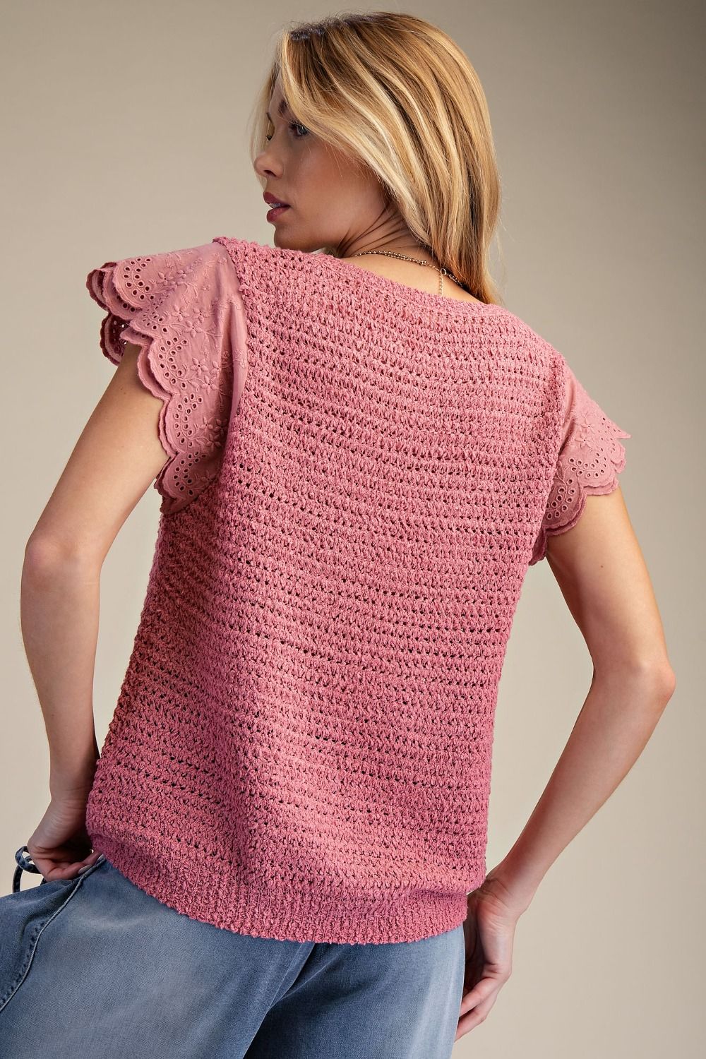 💄 Wing Sleeves Knitted Sweater — Lipstick Pink 💄