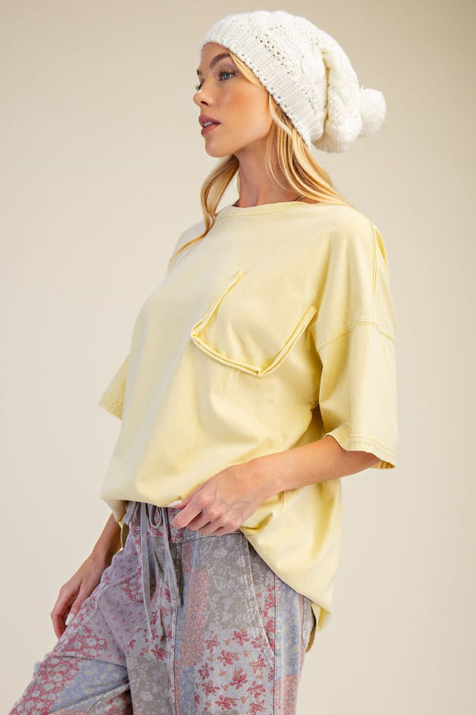 CANARY WASHED COTTON JERSEY BOXY TUNIC