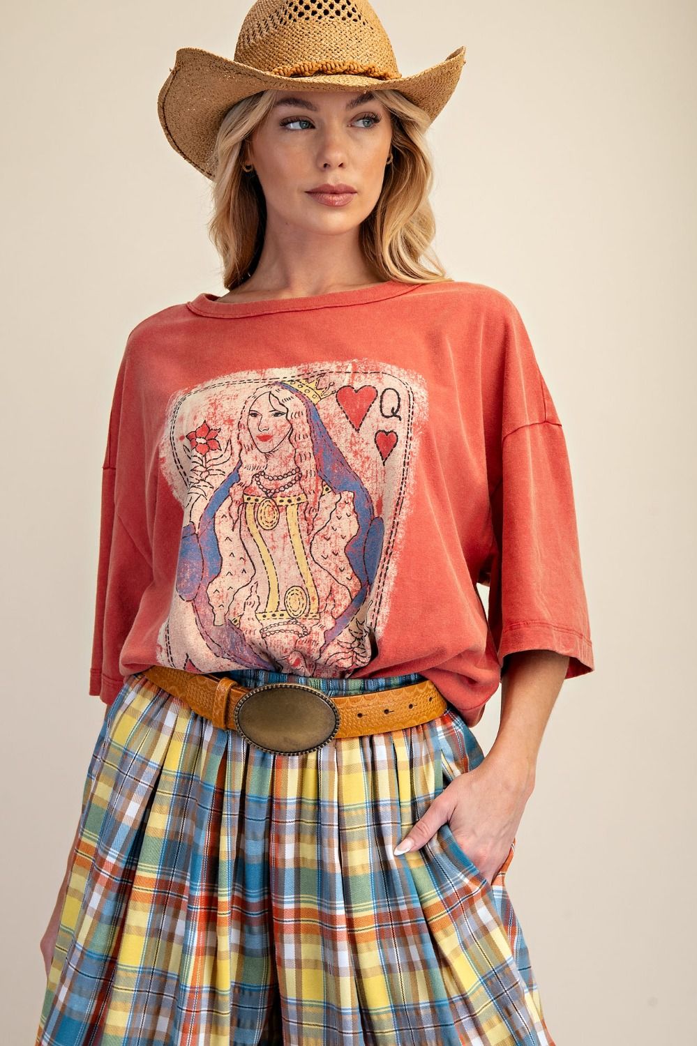Queen of Hearts WASHED BOXY TOP