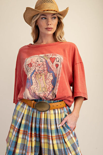 Queen of Hearts WASHED BOXY TOP