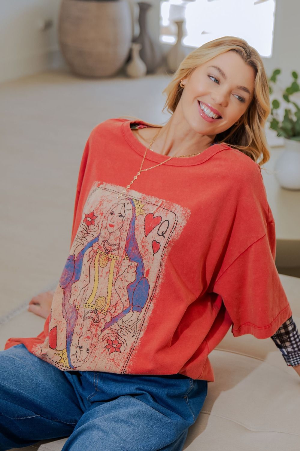 Queen of Hearts WASHED BOXY TOP