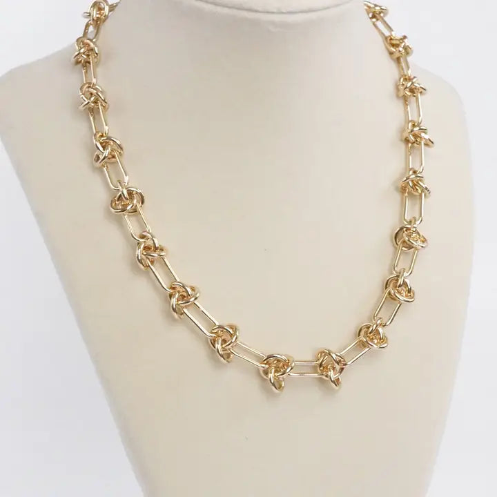 Paperclip Chunky Chain Necklace Gold Tone