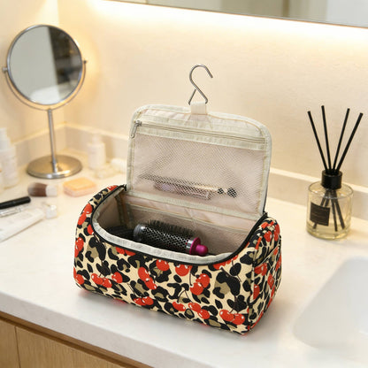 Green Rose Color-block Striped Hair Tool Storage Bag Travel Carry Case