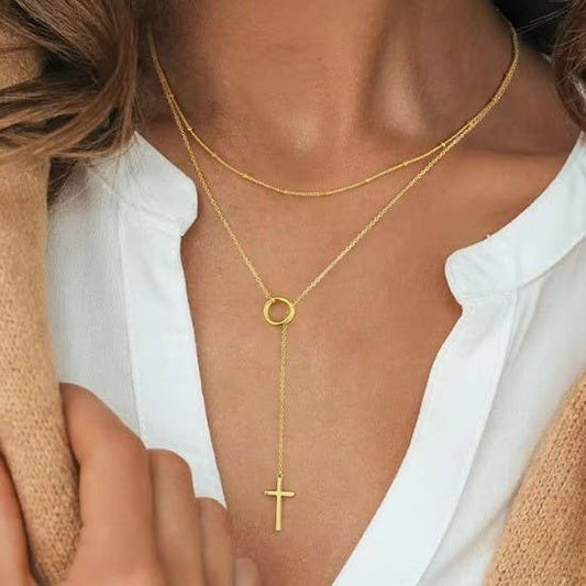 18K STAINLESS STEEL TARNISH FREE Y NECKLACE | 40NK9618: GOLD