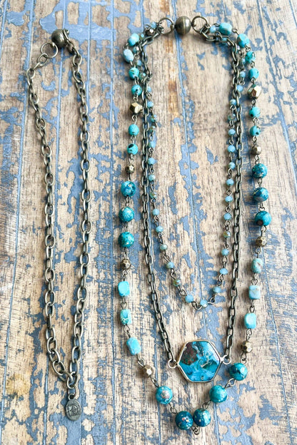 Janet Turquoise Necklace, Earring and Bracelet Set