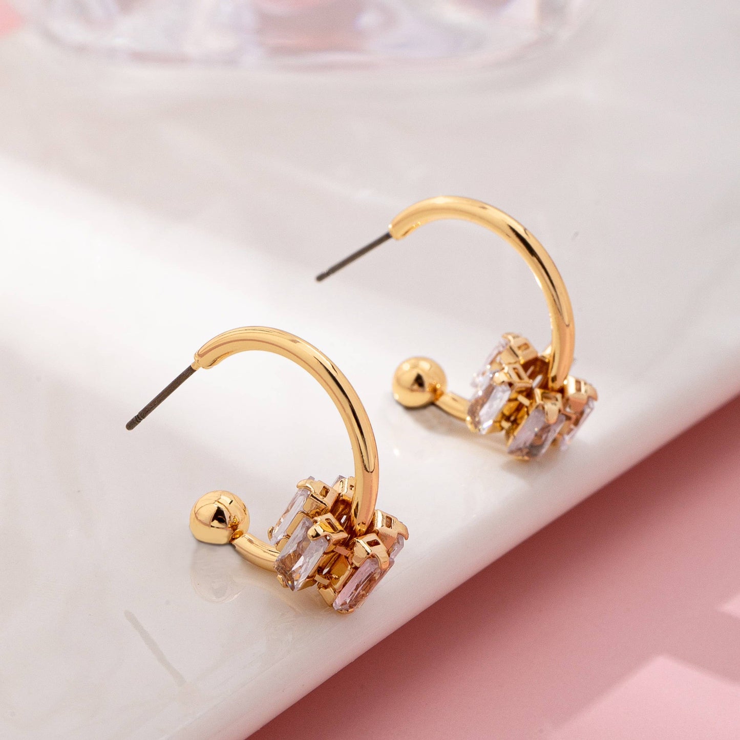 Gold-Tone Crystal Climber Hoop Earrings GOLD